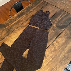 Lululemon Leopard Print Wunder Under Leggings and Sport Bra Matching Set